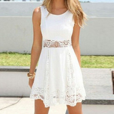 Round neck sleeveless lace dress - Thumbnail 3