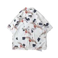 Harajuku vintage crane short sleeve blouses - Thumbnail 6
