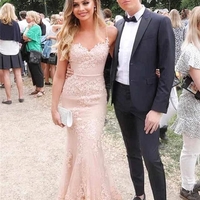 Gorgeous Mermaid Sweetheart Spaghetti Straps Red Lace Prom Evening Dresses - Thumbnail 3