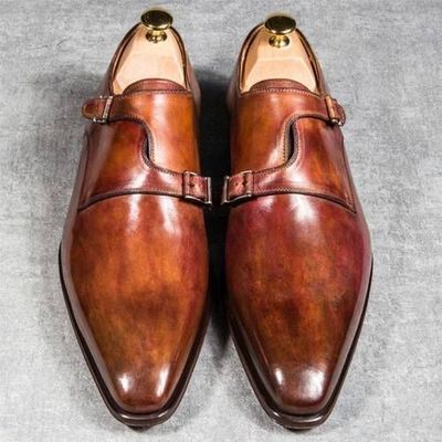 Handmade brown shoes,shaded double monk shoes, leather shoes,dress shoes  - Thumbnail 2