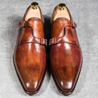 Handmade Brown Shoes,Shaded Double Monk Shoes, Leather Shoes,Dress Shoes  - Thumbnail 1