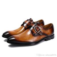 Handmade Two Tone Pointed toe Shoes, Monk Straps Shoes, Leather Shoes,Dress Shoes,Men's Shoes  - Thumbnail 1