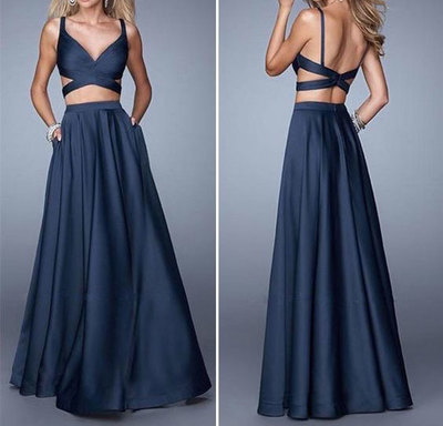 Two Piece Long Prom Dresses under 100