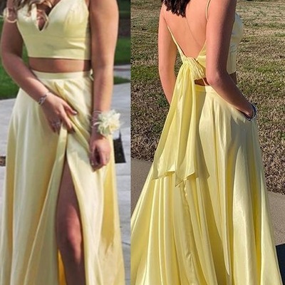 Two piece yellow prom dresses under 100 - Thumbnail 4