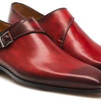 handmade red patina monk strap premium quality leather formal shoes for men - Thumbnail 4