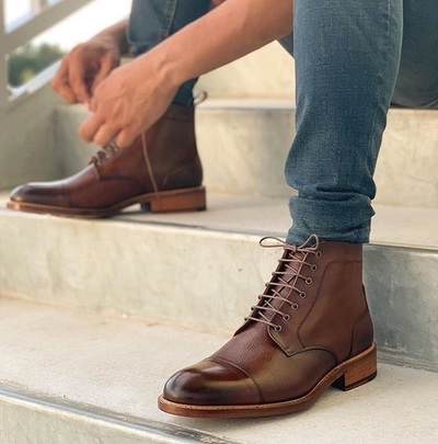 Handmade Men High Ankle Leather Brown Boots for All Season