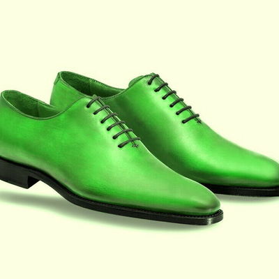 Green oxford men's whole cut leather dress shoes premium quality handcrafted
