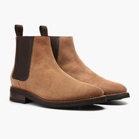 Men's Beige Color Chelsea Jumper Slip On High Ankle Suede Leather Boots - Thumbnail 1