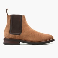 Men's Beige Color Chelsea Jumper Slip On High Ankle Suede Leather Boots - Thumbnail 4