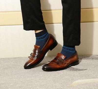 Burnished Brown Premium Leather Buckle Straps Vintage Monk Classic Men Shoes