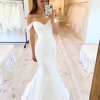 Elegant Mermaid Sweetheart Satin Wedding Dresses - Thumbnail 1