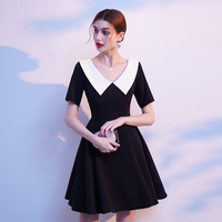 Cute v neck short red dress party dress - Thumbnail 5