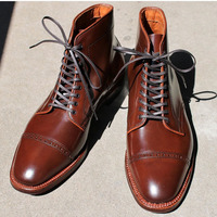 Men Hand stitched Leather Boot, Brown Leather formal Lace Up boot,Fashion Boot,Party Boot - Thumbnail 1