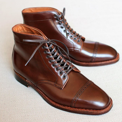 Men hand stitched leather boot, brown leather formal lace up boot,fashion boot,party boot - Thumbnail 2