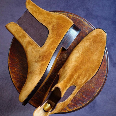 Men's handmade ankle boot,chelsea boot,suede boot,tan boor,dress boot  - Thumbnail 4