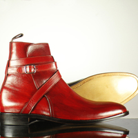 Men's Handmade Ankle Boot,Jodhpurs Boot,Leather Boot,Red Boot, Dress Boot  - Thumbnail 4