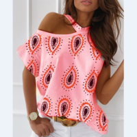 Printed Fashion Casual Round Neck Short Sleeve T-Shirt - Thumbnail 3