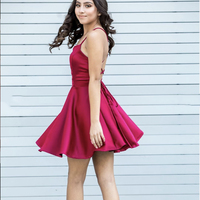 Cute satin short prom dress party dress - Thumbnail 1