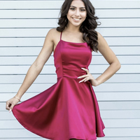 Cute satin short prom dress party dress - Thumbnail 2