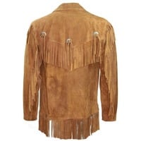 Men Cowboy Genuine Suede Western Jacket, Cowboy Leather Jacket With Fringe - Thumbnail 1