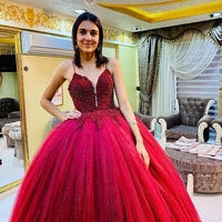 Shiny Ball Gowns Prom Dresses Bling Bling Spaghetti Straps Quinceanera Dresses  - Thumbnail 1