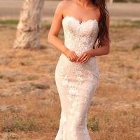 Stunning Mermaid Wedding Dresses Sweetheart Lace Appliques Champagne Lining Bridal Gowns,575 - Thumbnail 2