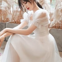 White tulle short prom dress party dress - Thumbnail 3