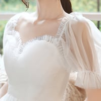 White tulle short prom dress party dress - Thumbnail 1