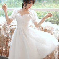 White tulle short prom dress party dress - Thumbnail 6