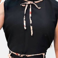 Print Round Neck Tank Top & Shorts Set - Thumbnail 1