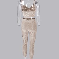 Ribbed Crop Top + Trousers Set - Thumbnail 4