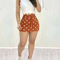 Polka Dots Casual Tank Top & Mini Skirt Set - Thumbnail 1
