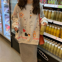 Cute Pastel Print Oversized Sweater Hoodie Pullover Korean Japanese Harajuku Chinese Retro Streetwear Aesthetic Fashion - Thumbnail 5