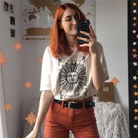 Cute Tarot Card Sun Moon Print Short Sleeve Shirt T-shirt Tee Top Kawaii Korean Japanese Harajuku Chinese Retro Streetwear Aesthetic Fashion - Thumbnail 4