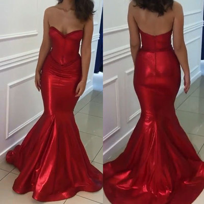 Simple mermaid prom dresses for women - Thumbnail 4