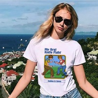 Cute Funny Cartoon Vintage Punk Print Short Sleeve Shirt T-shirt Tee Top Kawaii Korean Japanese Harajuku Chinese Retro Streetwear Aesthetic Fashion - Thumbnail 2