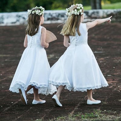 Ankle length flower girl dresses with lace - Thumbnail 4