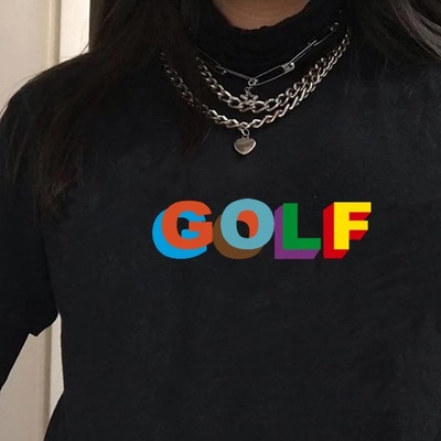 Cute Golf 90s Graphic Print Short Sleeve Shirt T-shirt Tee Top Kawaii Korean Japanese Harajuku Chinese Retro Streetwear Aesthetic Fashion
