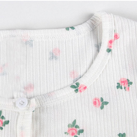 Cute Flower Rose Button Up Crop Top Short Sleeve Shirt T-shirt Tee Top Kawaii Korean Japanese Harajuku Chinese Retro Streetwear Aesthetic Fashion - Thumbnail 1