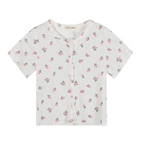 Cute Flower Rose Button Up Crop Top Short Sleeve Shirt T-shirt Tee Top Kawaii Korean Japanese Harajuku Chinese Retro Streetwear Aesthetic Fashion - Thumbnail 4