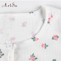 Cute Flower Rose Button Up Crop Top Short Sleeve Shirt T-shirt Tee Top Kawaii Korean Japanese Harajuku Chinese Retro Streetwear Aesthetic Fashion - Thumbnail 5