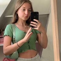 Cute Ruffle Rib Knit Button Up Crop Top Short Sleeve Shirt T-shirt Tee Top Kawaii Korean Japanese Harajuku Chinese Retro Streetwear Aesthetic Fashion - Thumbnail 3