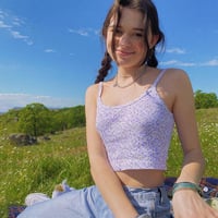 Cute Floral Spaghetti Strap Crop Top Short Sleeve Shirt T-shirt Tee Top Kawaii Korean Japanese Harajuku Chinese Retro Streetwear Aesthetic Fashion - Thumbnail 5