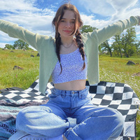 Cute Floral Spaghetti Strap Crop Top Short Sleeve Shirt T-shirt Tee Top Kawaii Korean Japanese Harajuku Chinese Retro Streetwear Aesthetic Fashion - Thumbnail 6