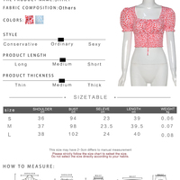 Cute Floral Butterfly Puff Tie Up Crop Top Short Sleeve Shirt Tee T-shirt Kawaii Korean Japanese Harajuku Chinese Retro Streetwear Aesthetic Fashion - Thumbnail 9