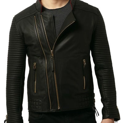 Handmade men's soft leather jacket for men black biker motorcycle cafe racer - Thumbnail 3