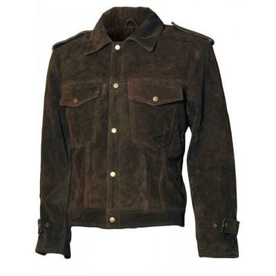 Handmade vintage arts men's brown suede biker pure leather jacket motorcycle - Thumbnail 3
