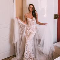 Marvelous Mermaid Sweetheart Spaghetti Straps Lace Wedding Dresses with Tulle - Thumbnail 1