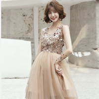 Cute tulle sequins short prom dress party dress - Thumbnail 1