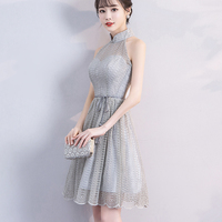 Gray tulle short prom dress party dress - Thumbnail 3